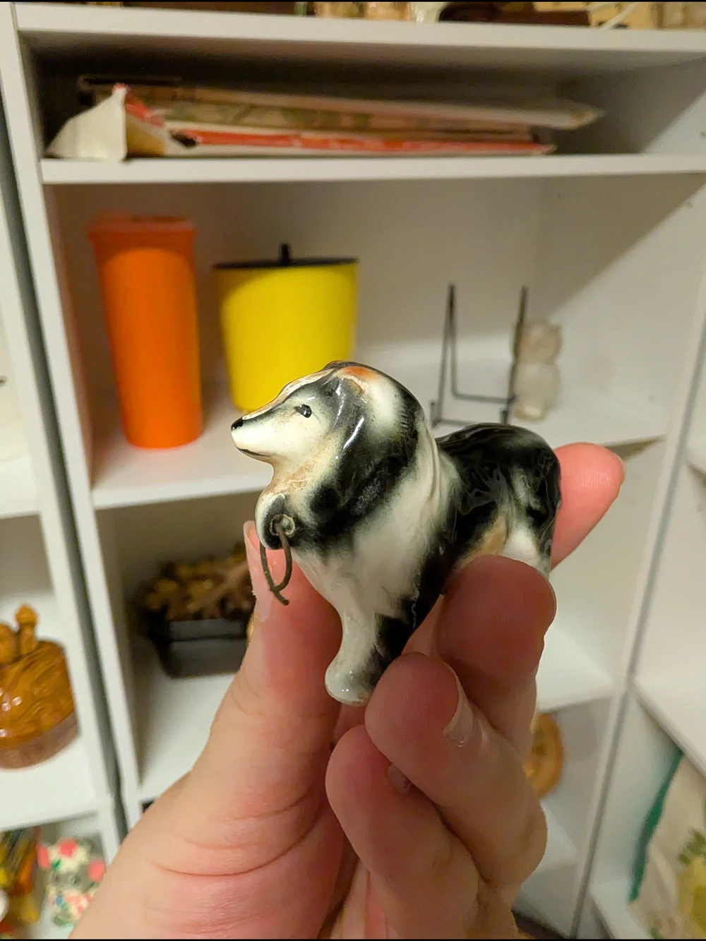 Vintage Bone China Australian Sheperd Figurine - Black & White